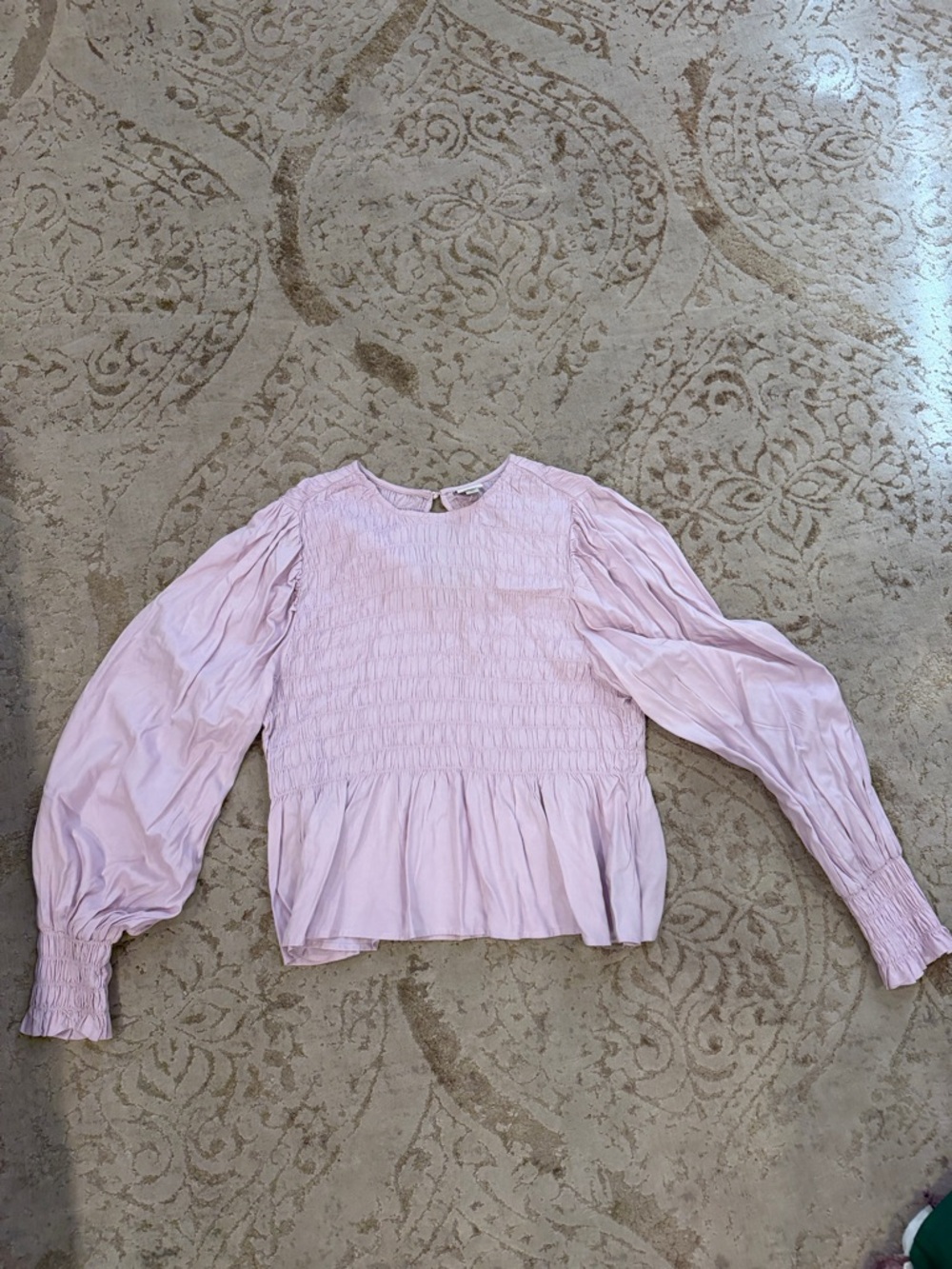 a new day Light Pink Smocked Peplum Long-Sleeve Top